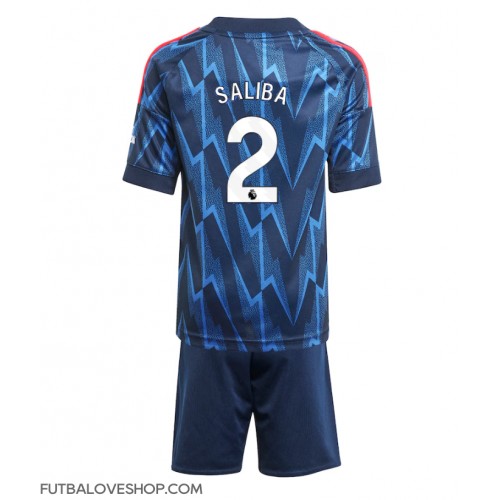 Dres Arsenal William Saliba #2 Preč pre deti 2025-26 Krátky Rukáv (+ trenírky)